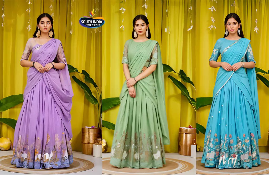 Image of Embrace Elegance: Trendy Half Saree Designs and Draping Styles for 2025 - South India Shopping Mall