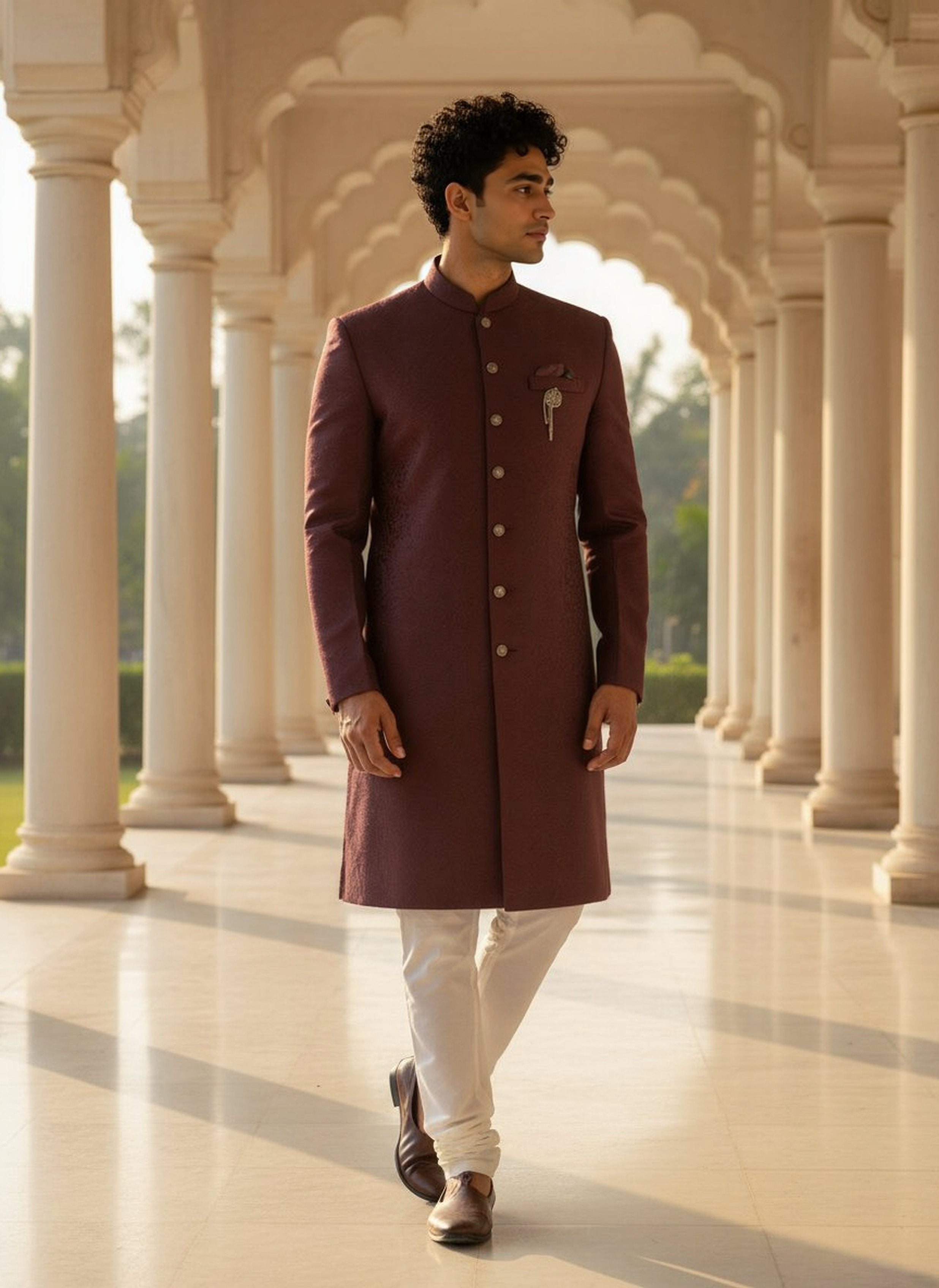 Image of Self Floral Design Jacquard Wine Semi Indo