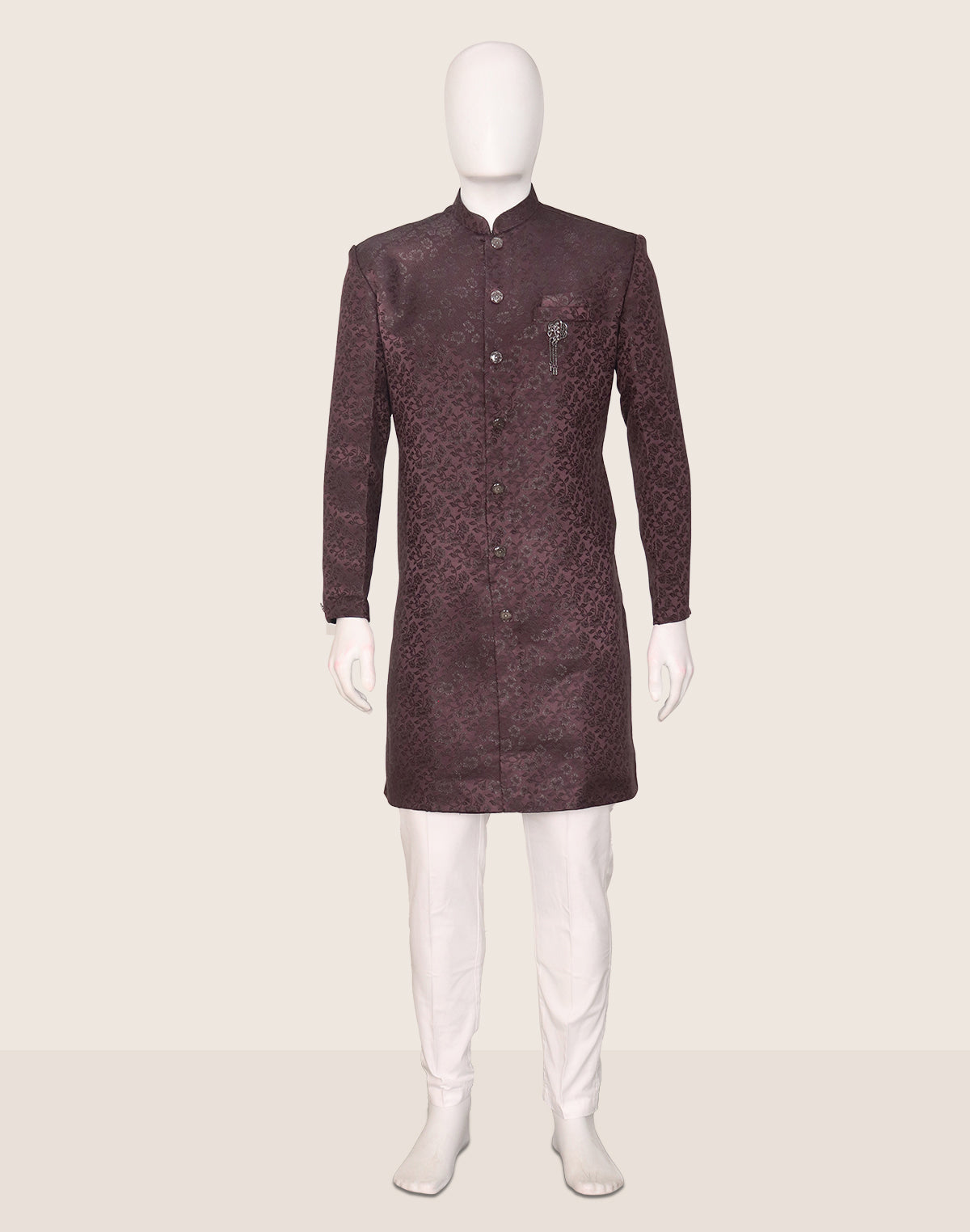 Image of Self Floral Design Jacquard Wine Semi Indo