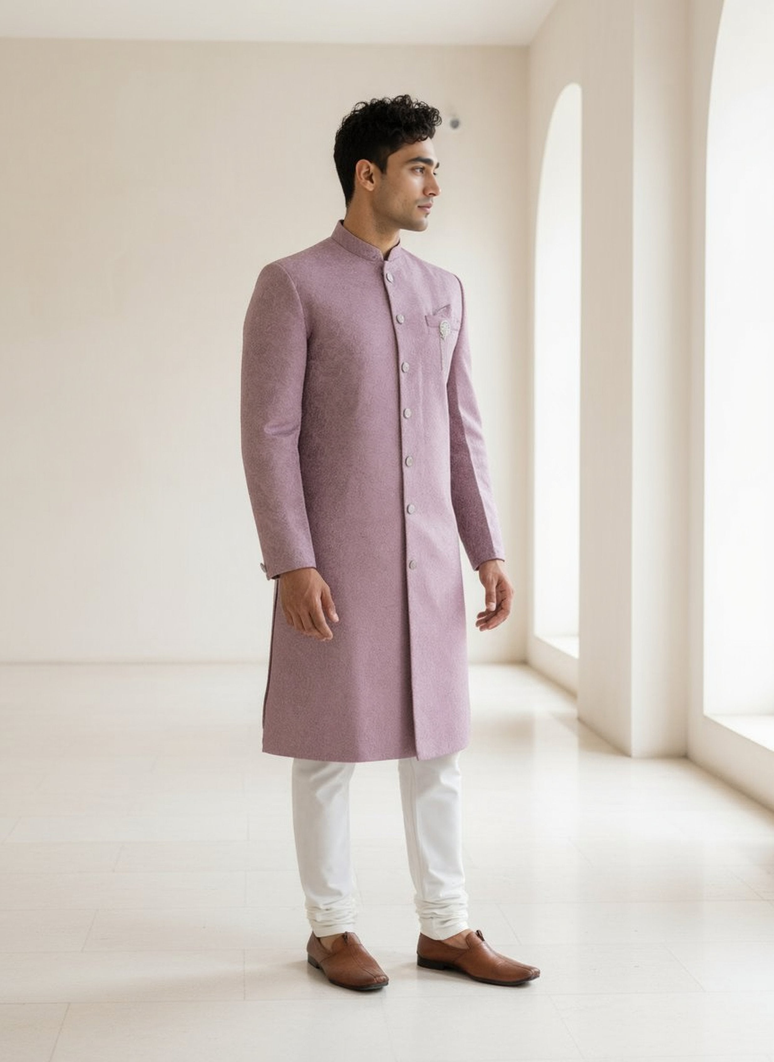 Image of Onion Self Floral Design Jacquard Semi Indo