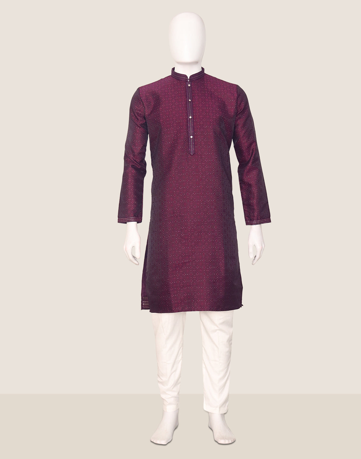 Self Patterned Jacquard Kurta Pyjama Set for Men