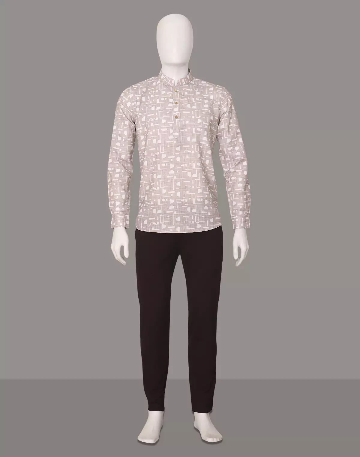 Image of Dust Coloured Glaxo Cotton Geometric Printed Short Kurta