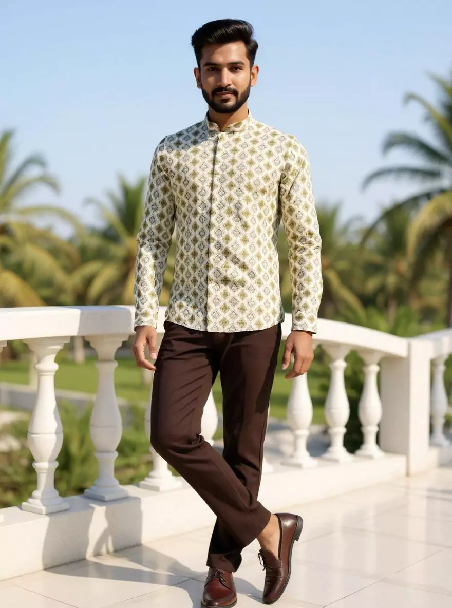 Image of Hunter Green Glaxo Cotton Floral Printed Short Kurta
