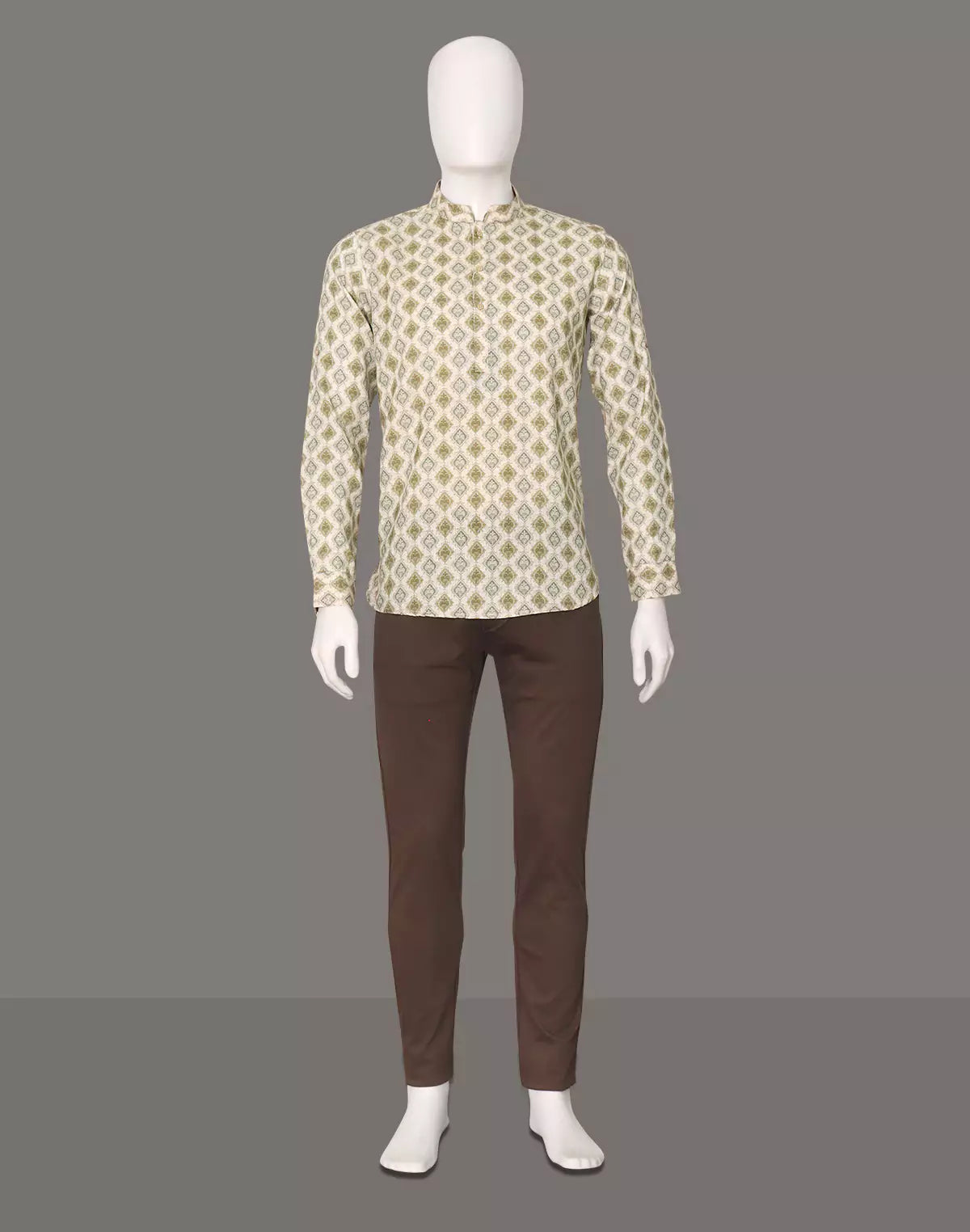 Image of Hunter Green Glaxo Cotton Floral Printed Short Kurta