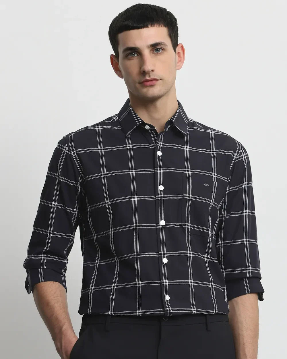 Image of All Over Checkered Full Sleeve Slim Fit Cotton Shirt - South India Shopping Mall