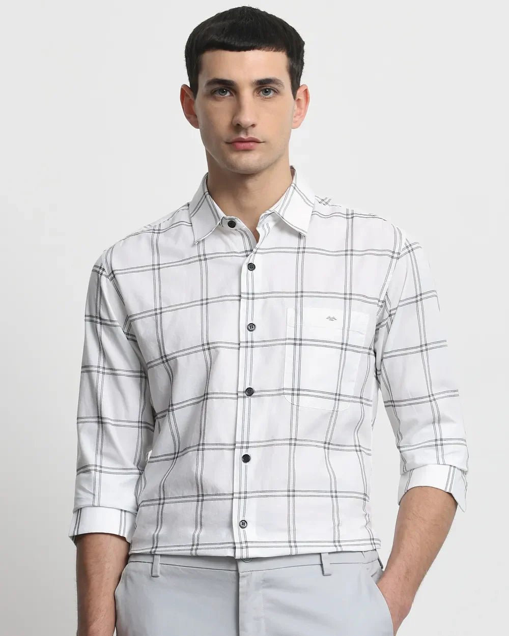 Image of All Over Checkered Full Sleeve Slim Fit Cotton Shirt - South India Shopping Mall