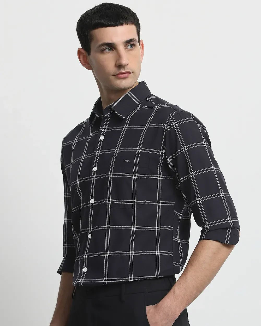 Image of All Over Checkered Full Sleeve Slim Fit Cotton Shirt - South India Shopping Mall