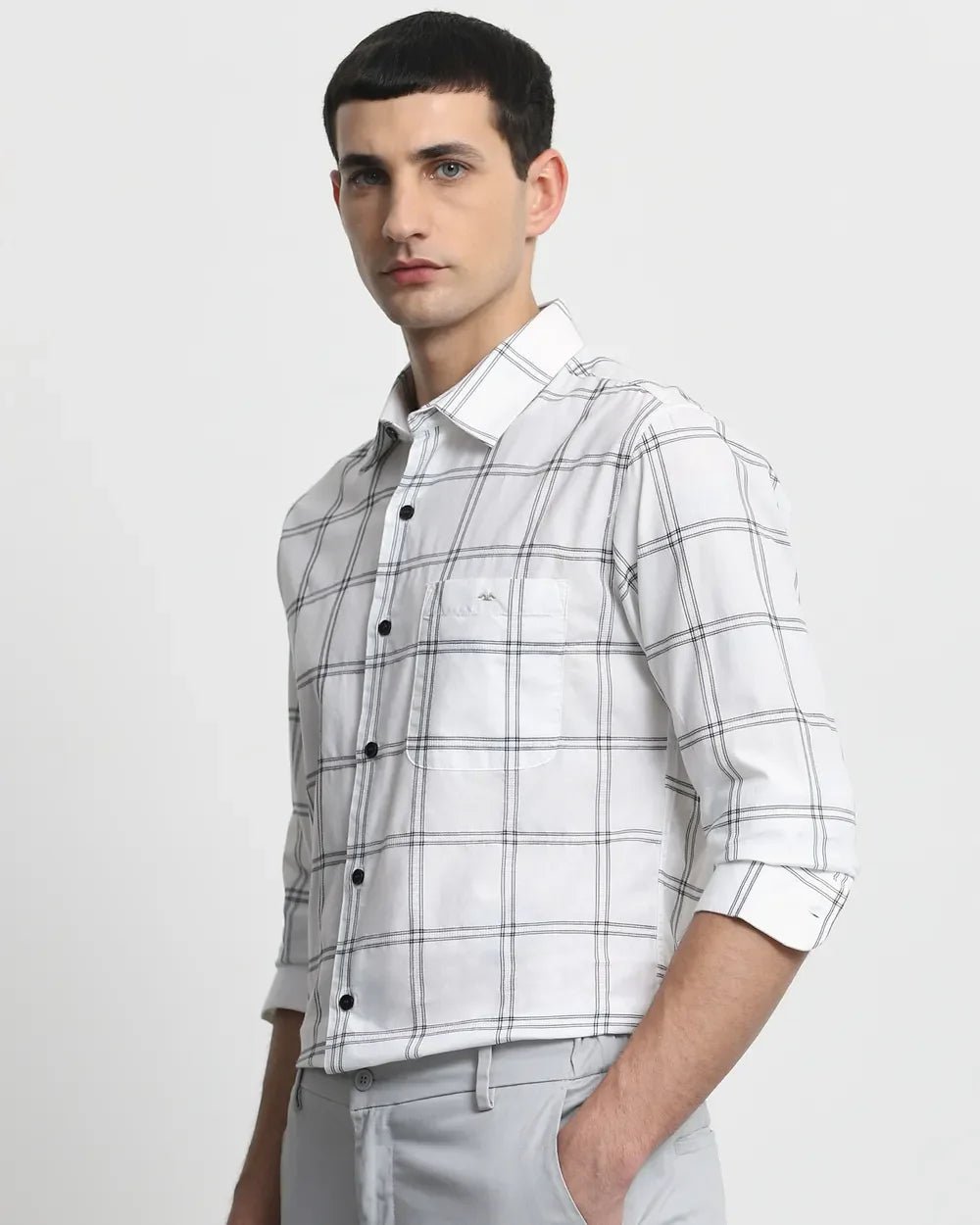 Image of All Over Checkered Full Sleeve Slim Fit Cotton Shirt - South India Shopping Mall