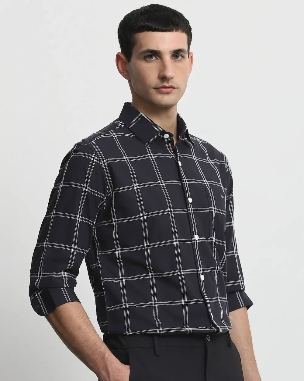 Image of All Over Checkered Full Sleeve Slim Fit Cotton Shirt - South India Shopping Mall