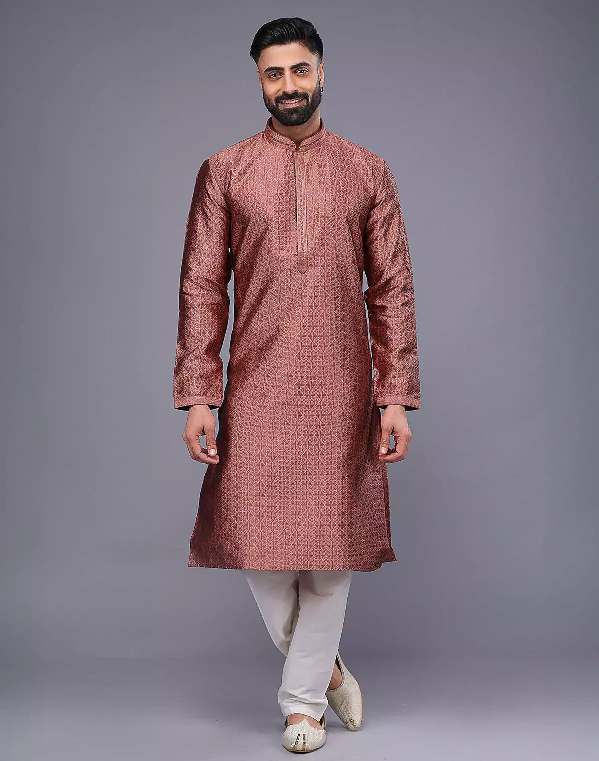 Image of All Over Floral Design Embroidery Work Soft Silk Kurta Set - South India Shopping Mall