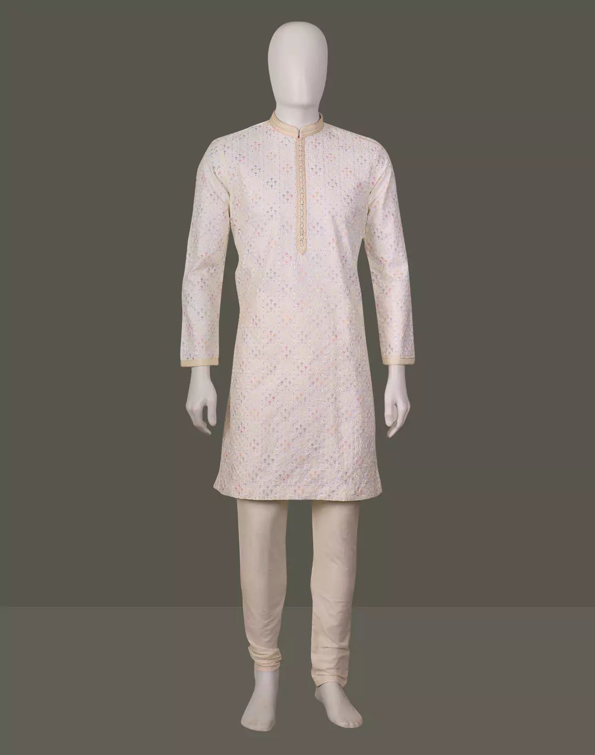 Image of All Over Floral Embroidery work Raw Silk Kurta Pajama - South India Shopping Mall