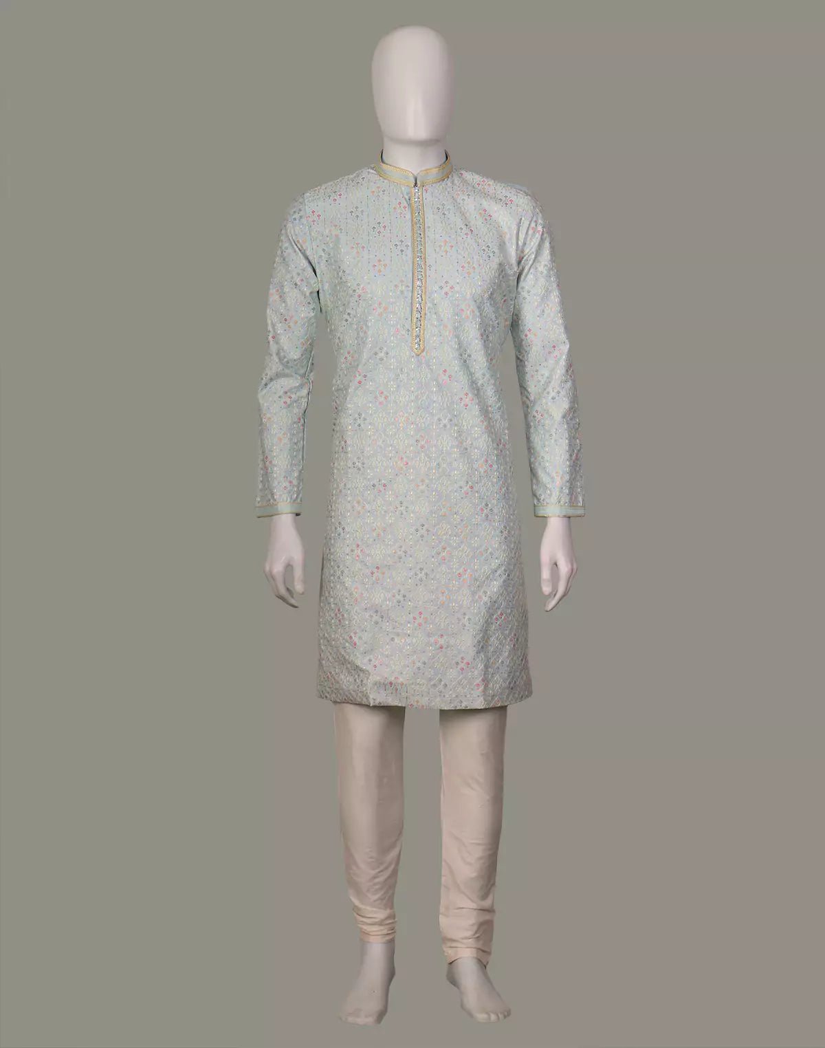 Image of All Over Floral Embroidery work Raw Silk Kurta Pajama - South India Shopping Mall