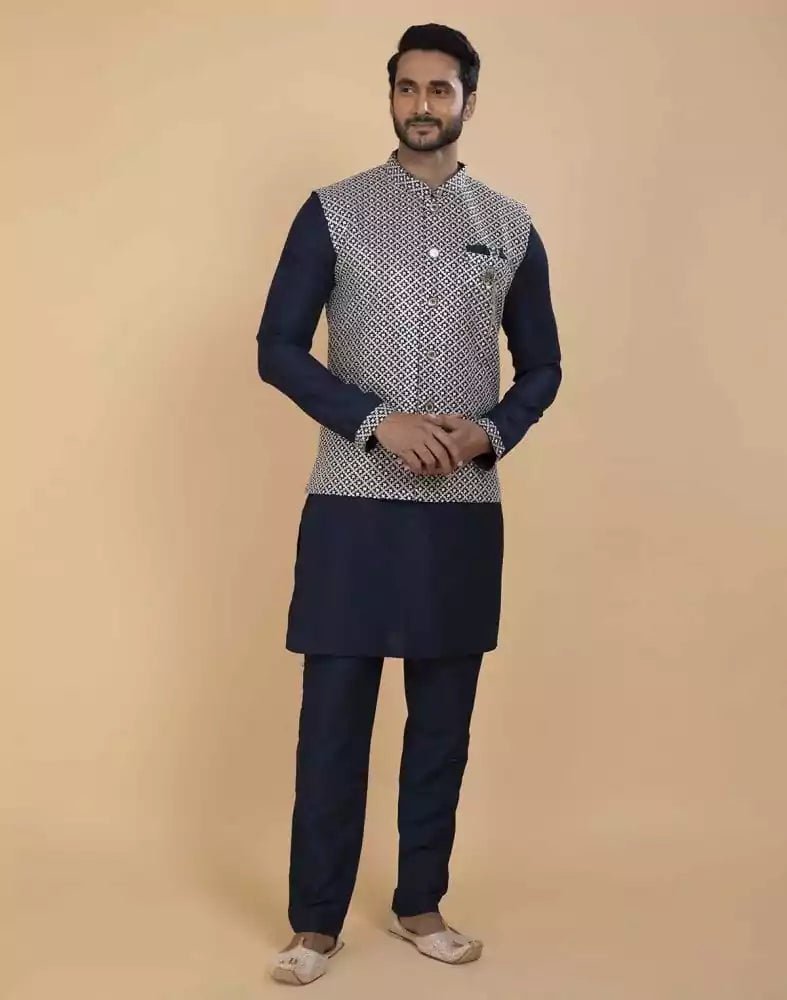 Image of All Over Heavy Thread and Sequence Work Kurta Jacket Set - South India Shopping Mall