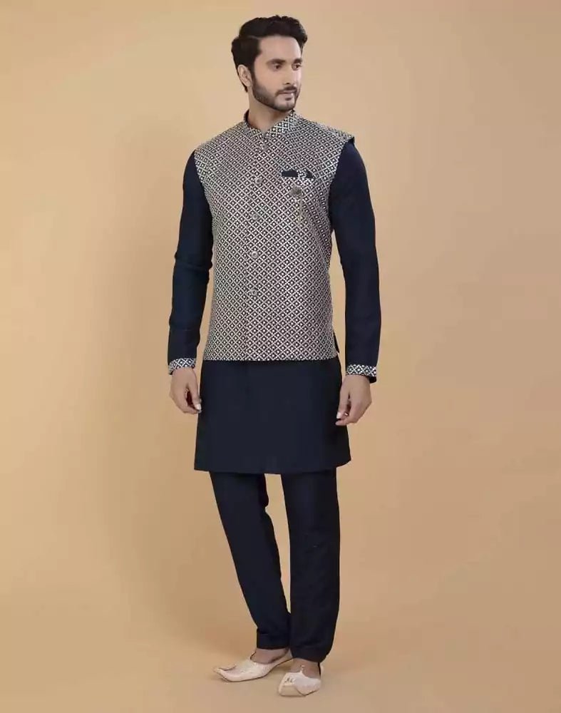 Image of All Over Heavy Thread and Sequence Work Kurta Jacket Set - South India Shopping Mall