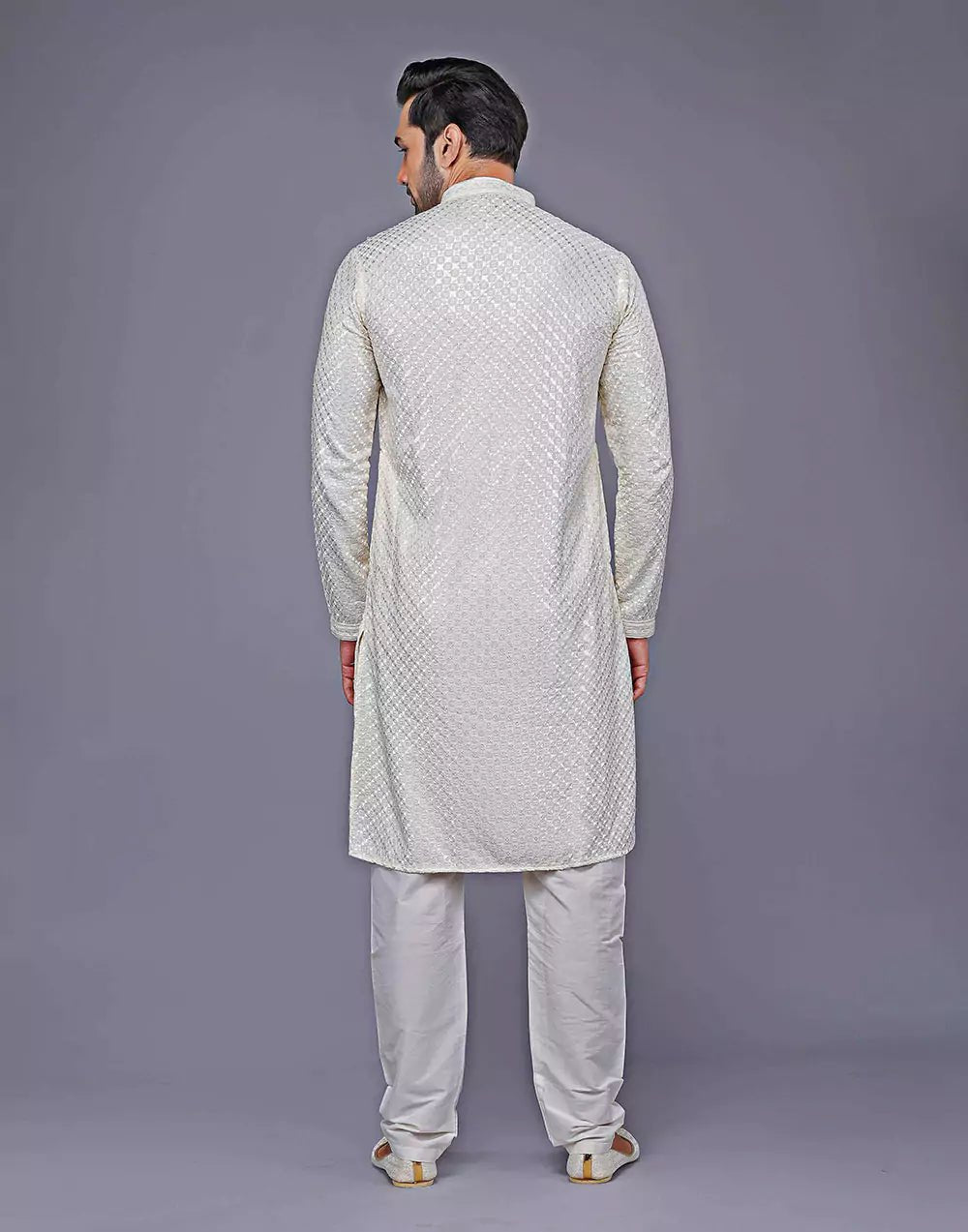 Image of All Over Self Floral Design Thread Embroidery Work Kurta Set - South India Shopping Mall