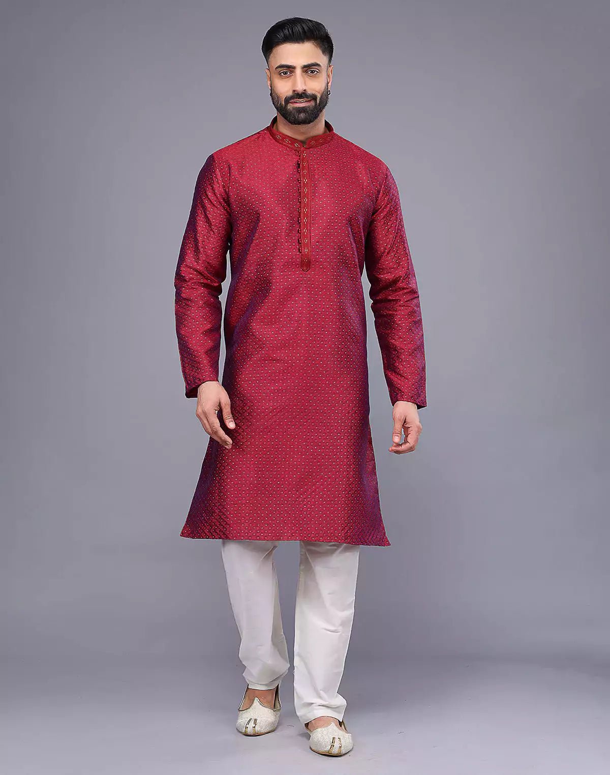 Image of All Over Small Bootis Jacquard Kurta Pajama Set - South India Shopping Mall