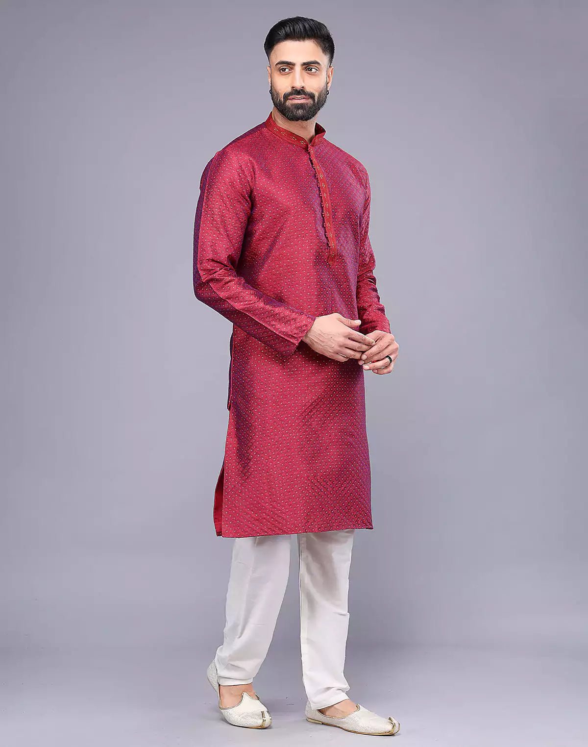 Image of All Over Small Bootis Jacquard Kurta Pajama Set - South India Shopping Mall