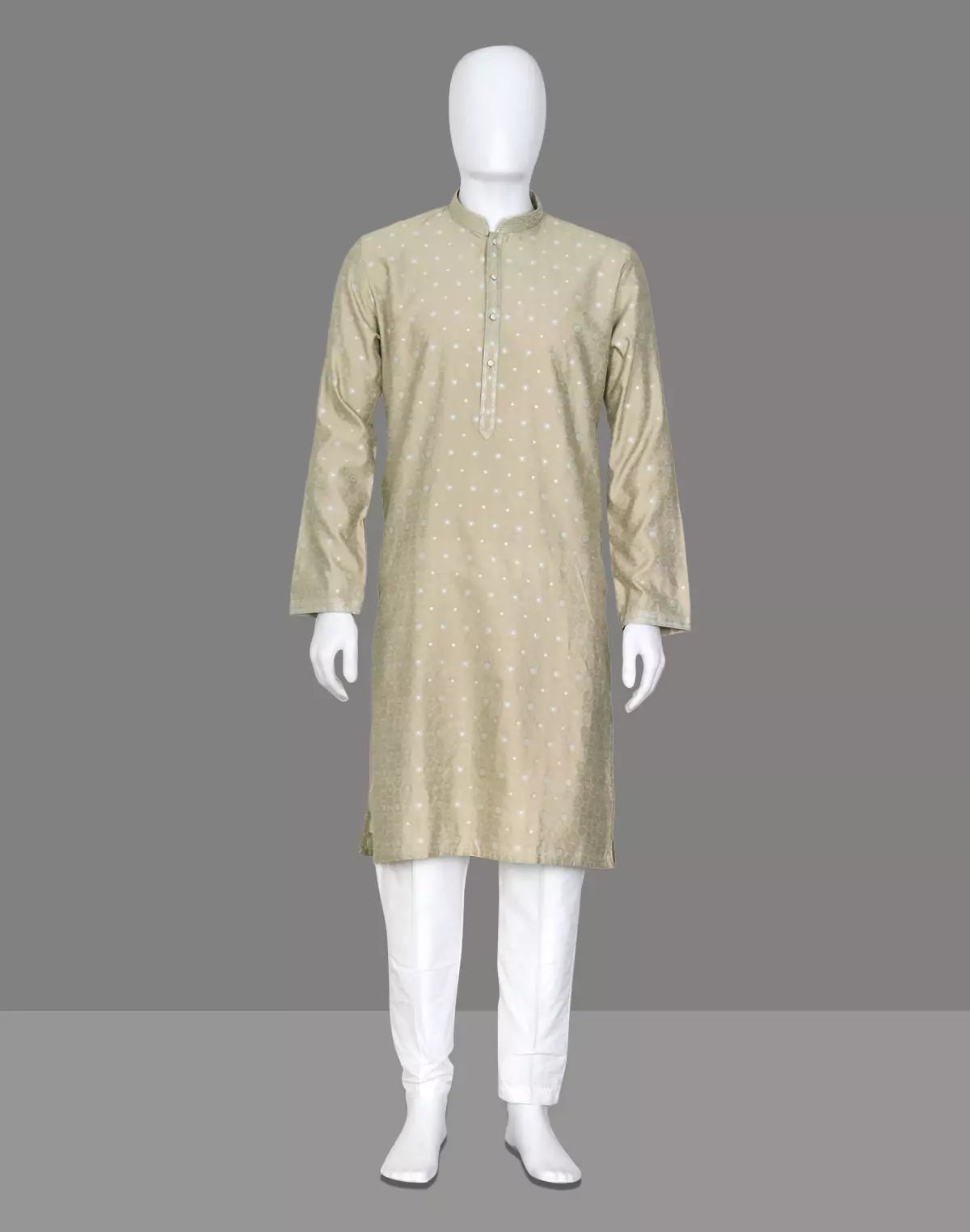 Image of Beige Color Brocade Design Jacquard Kurta Pajama - South India Shopping Mall