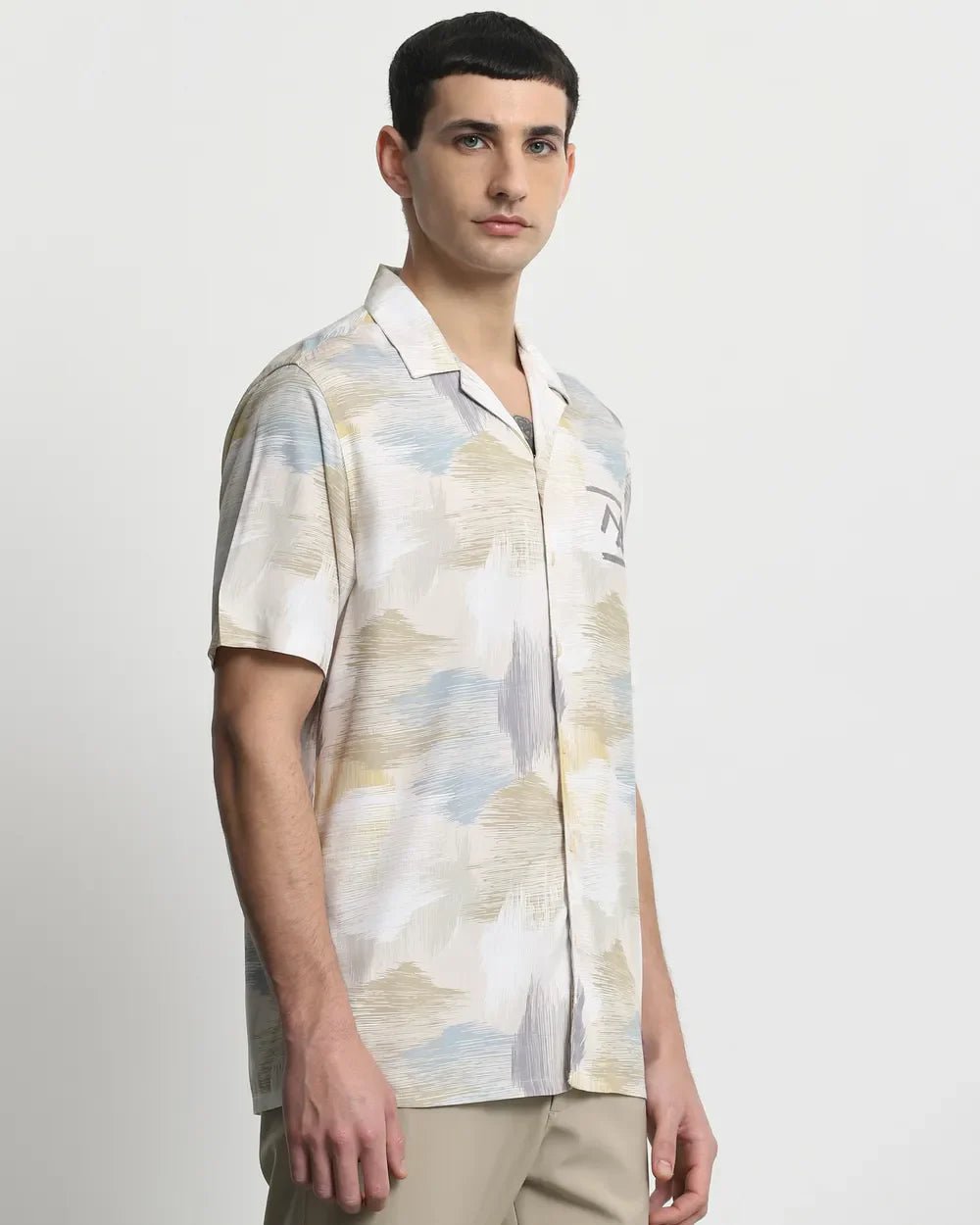 Image of Beige Viscose Fabric Half Sleeve Casual Slim Fit Shirt - South India Shopping Mall