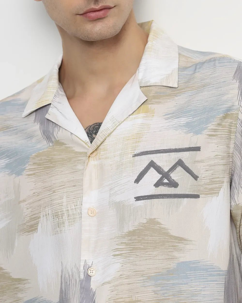 Image of Beige Viscose Fabric Half Sleeve Casual Slim Fit Shirt - South India Shopping Mall