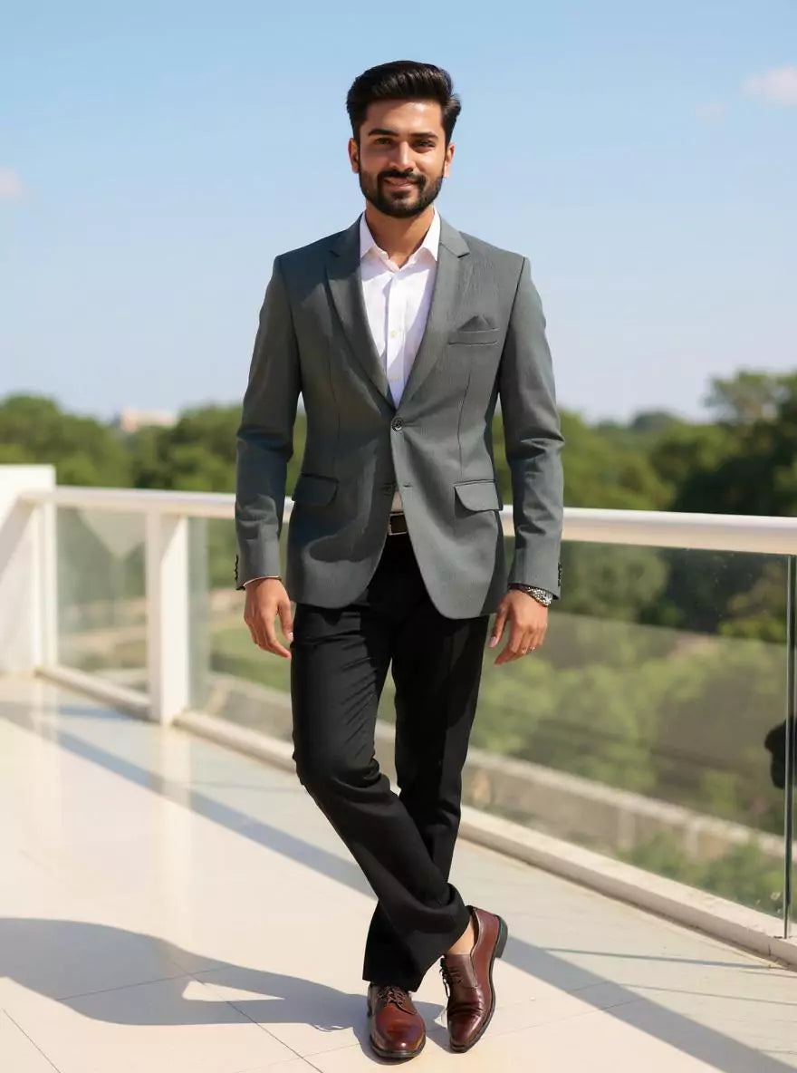 Image of Stylish Green Imported Lycra Stretchable Giza Cotton Blazer