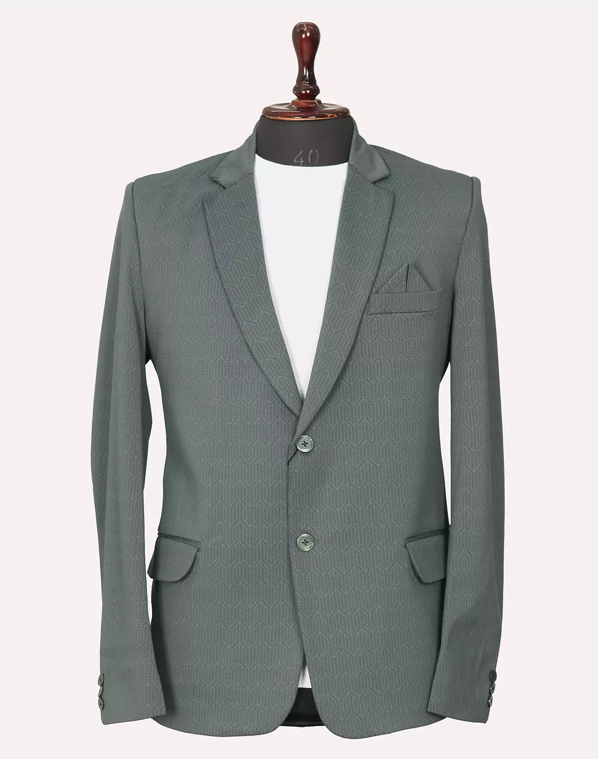 Image of Stylish Green Imported Lycra Stretchable Giza Cotton Blazer