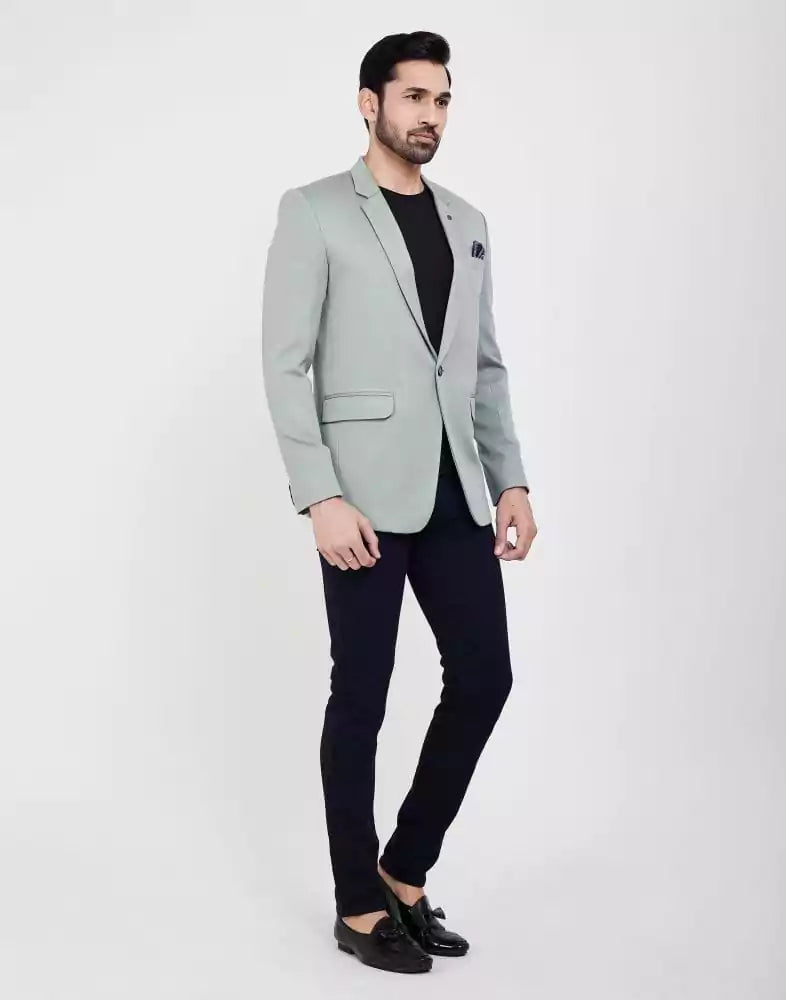 Image of Grey Fashionable and Stretchable Blazer In a Classy Design