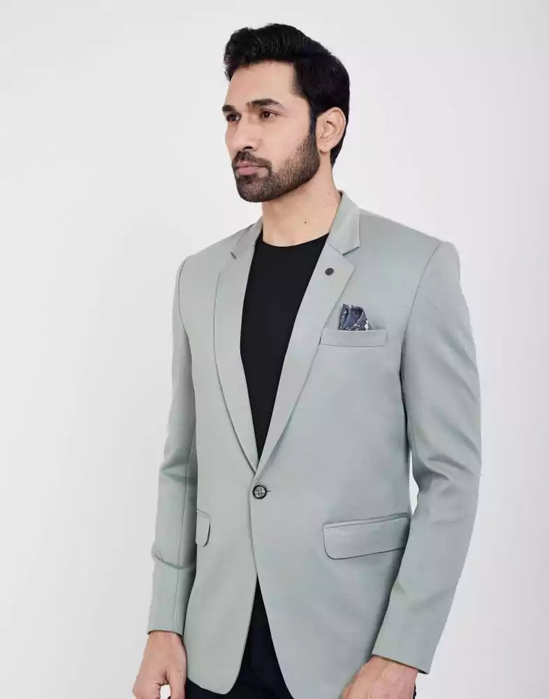 Image of Grey Fashionable and Stretchable Blazer In a Classy Design