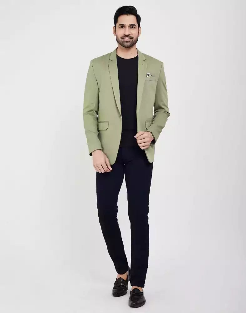 Image of Pista Green Fashionable and Stretchable Blazer In a Classy Design