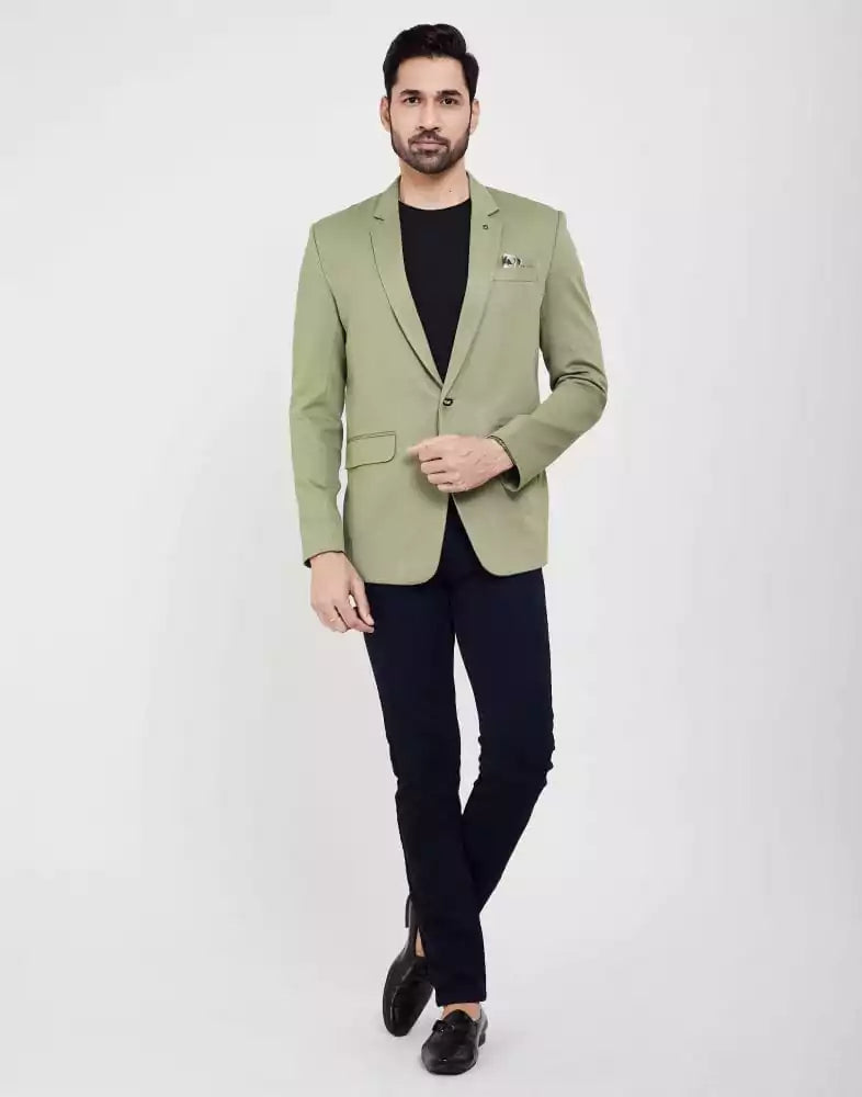 Image of Pista Green Fashionable and Stretchable Blazer In a Classy Design