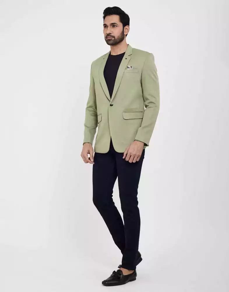 Image of Pista Green Fashionable and Stretchable Blazer In a Classy Design