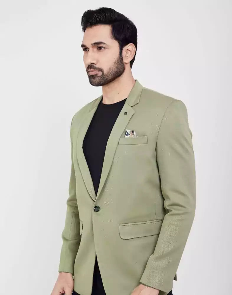 Image of Pista Green Fashionable and Stretchable Blazer In a Classy Design