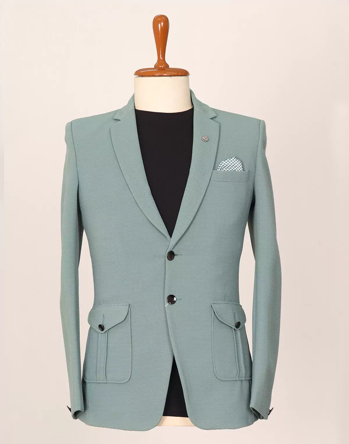 Image of Pista Textured Imported Lycra Stretchable Giza Cotton Blazer