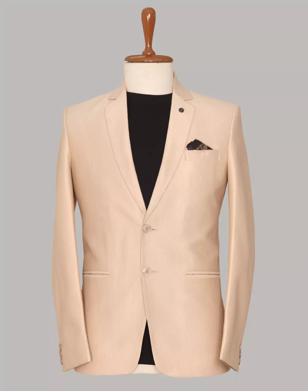 Image of Fawn Polyester Terry Cotton Stripes Blazer