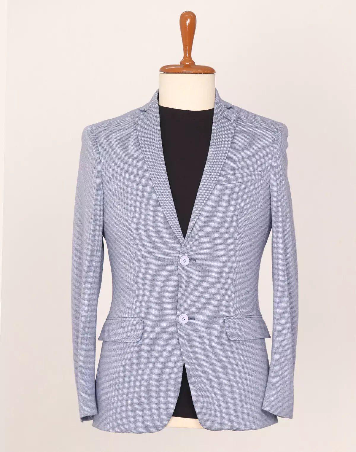 Image of Light Blue Imported Lycra Stretchable Giza Cotton Blazer