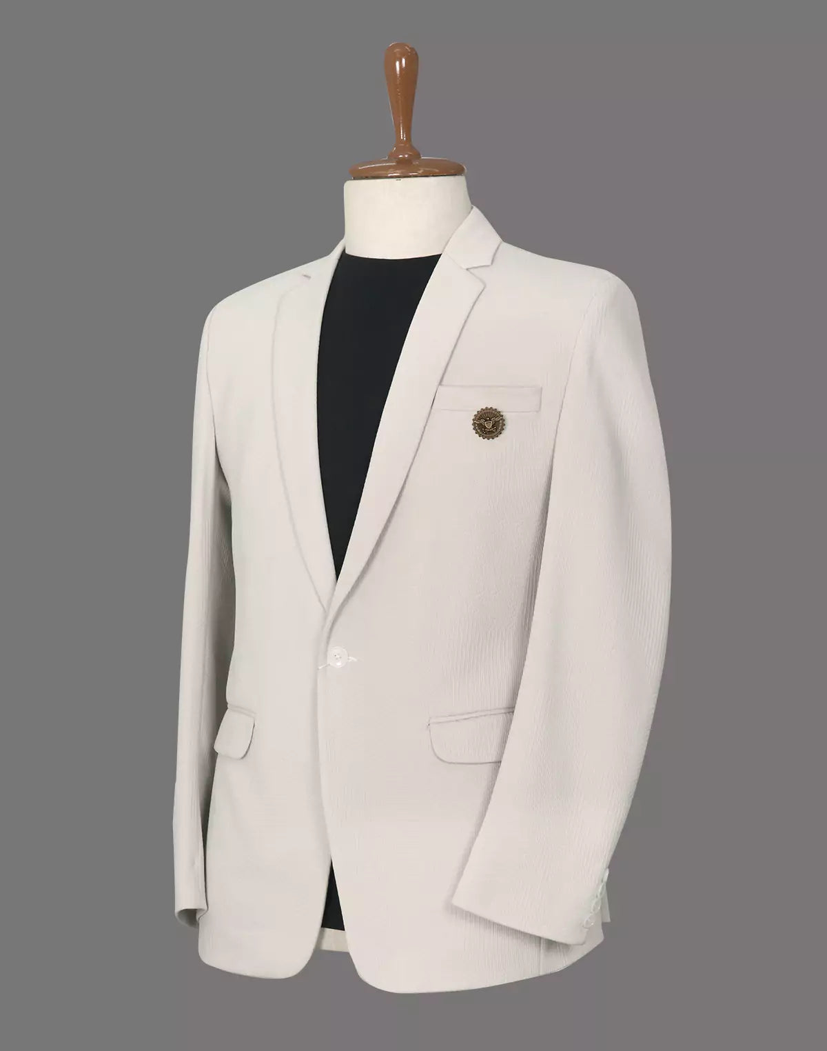 Image of Fawn Chevron Imported Lycra Stretchable Giza Cotton Blazer