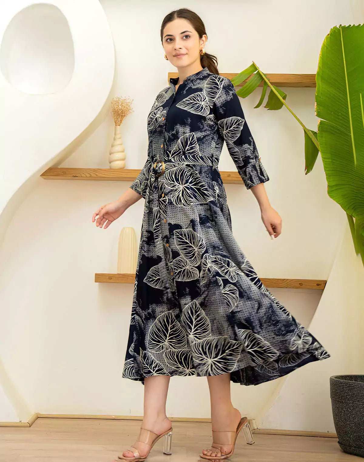 Image of Black Cotton Silk Casual Wear Kurti With Belt - South India Shopping Mall