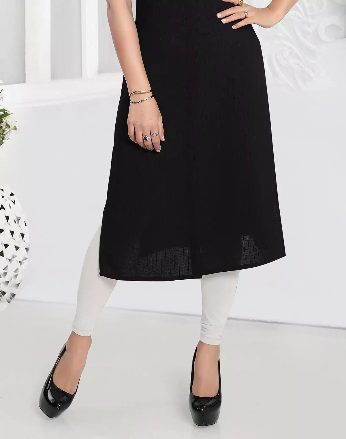 Image of Black Cotton Silk Kurti - South India Shopping Mall