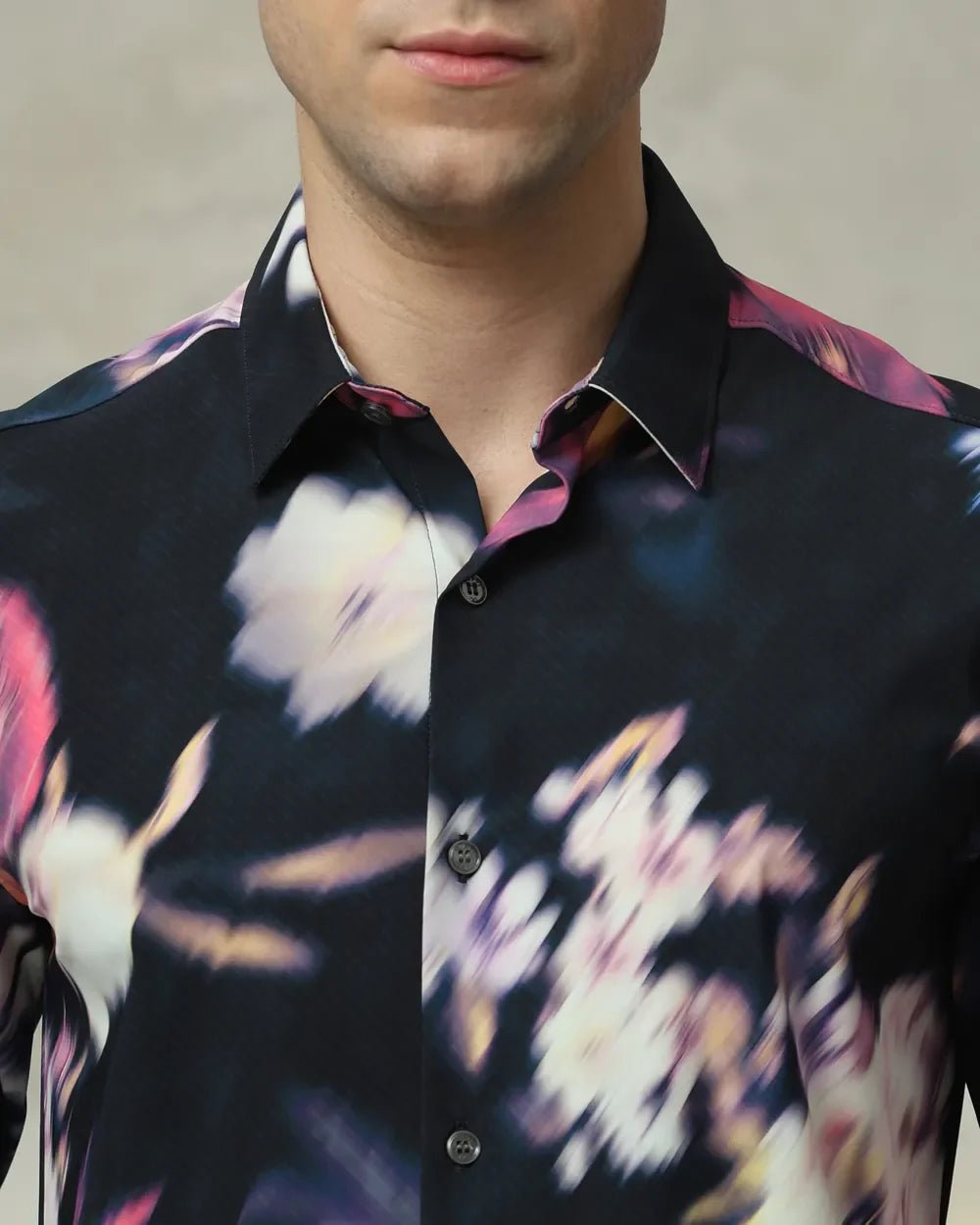 Image of Black Graphic Print Imported Stretch Nylon Full Sleeve Shirt - South India Shopping Mall