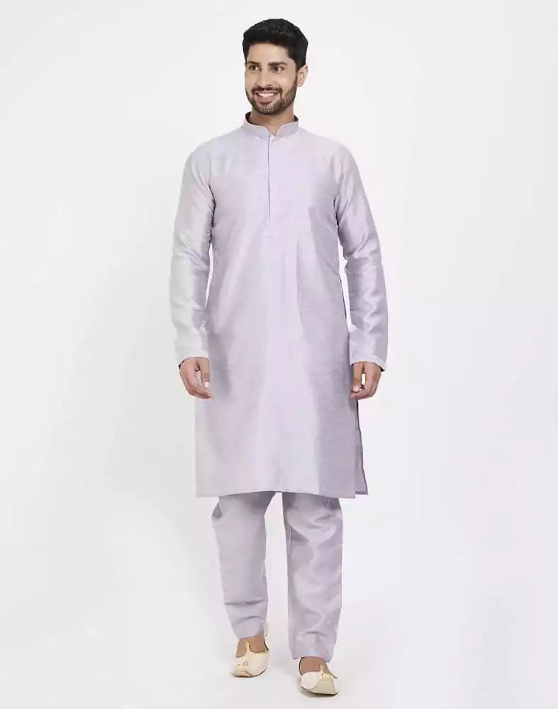 Image of Blue Raw silk Sequence Work Kurta Set - South India Shopping Mall