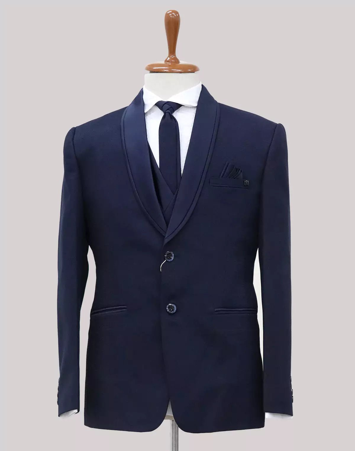 Image of Blue Textured Polyester Terry Cotton Party Wear 5 Pc Suit - South India Shopping Mall