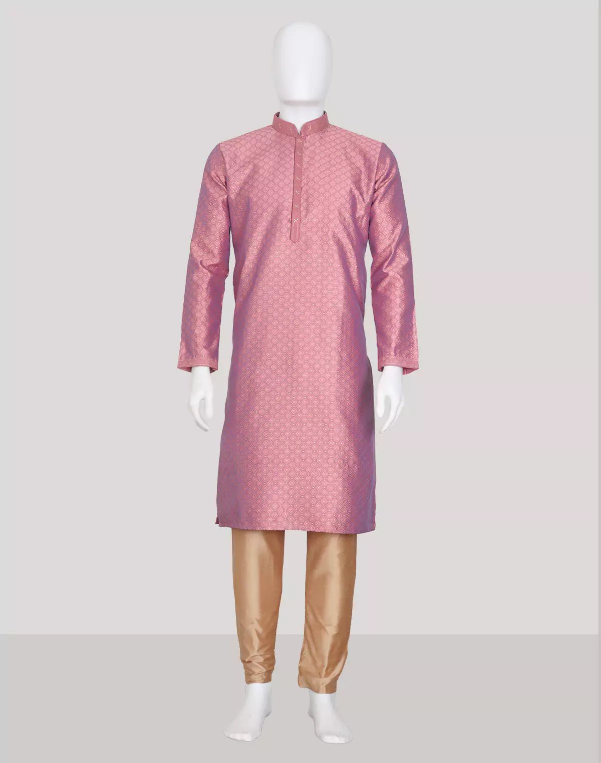 Image of Brocade Design Dark Pink Jacquard Kurta Set - South India Shopping Mall