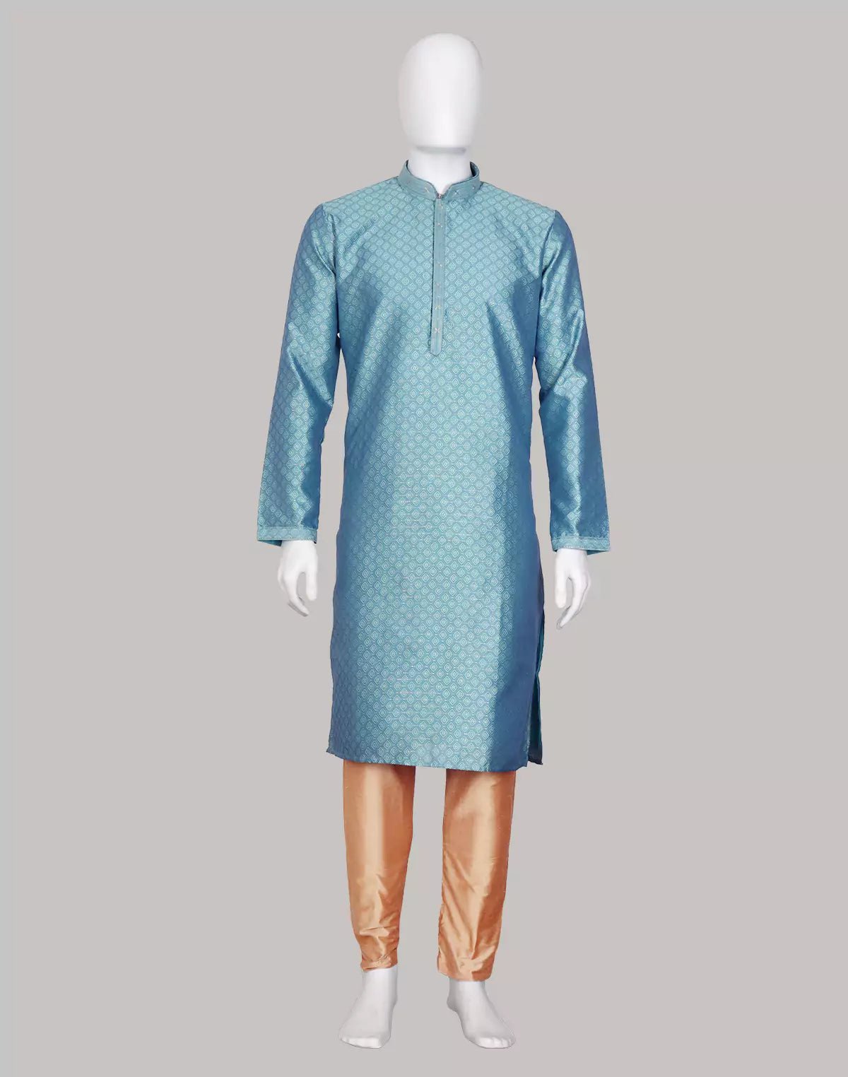 Image of Brocade Design Jacquard Kurta Set in Firozi Coloured - South India Shopping Mall