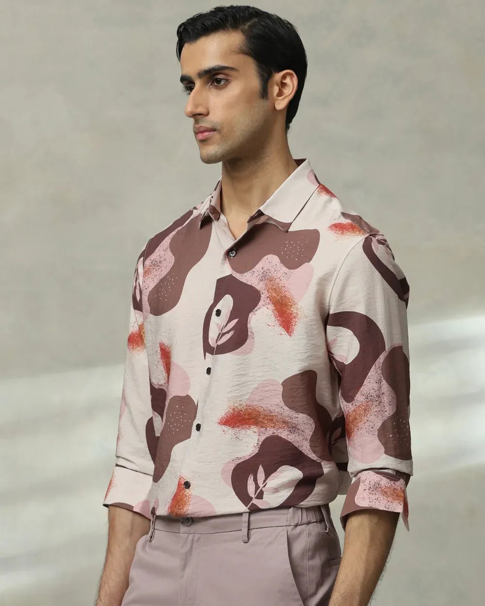 Image of Brown Digital Printed Viscoe Nylon Full Sleeve Shirt - South India Shopping Mall