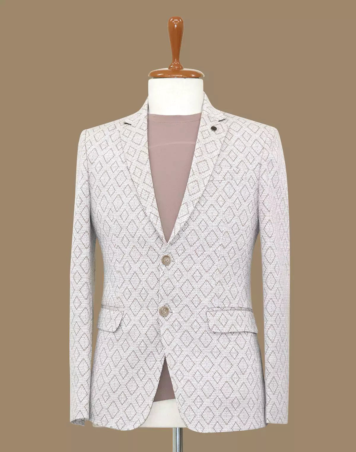 Image of Brown Self Patterned Giza Cotton Blazer - South India Shopping Mall