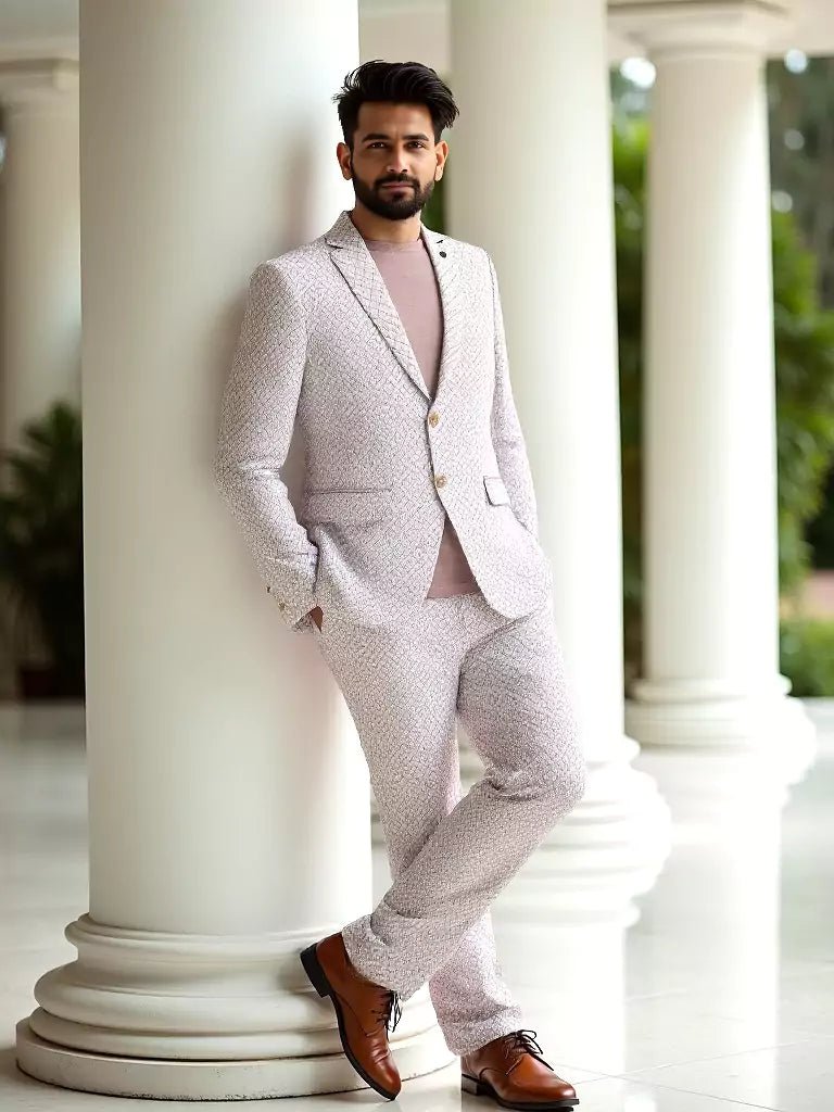 Brown Self Patterned Giza Cotton Blazer - South India Shopping Mall