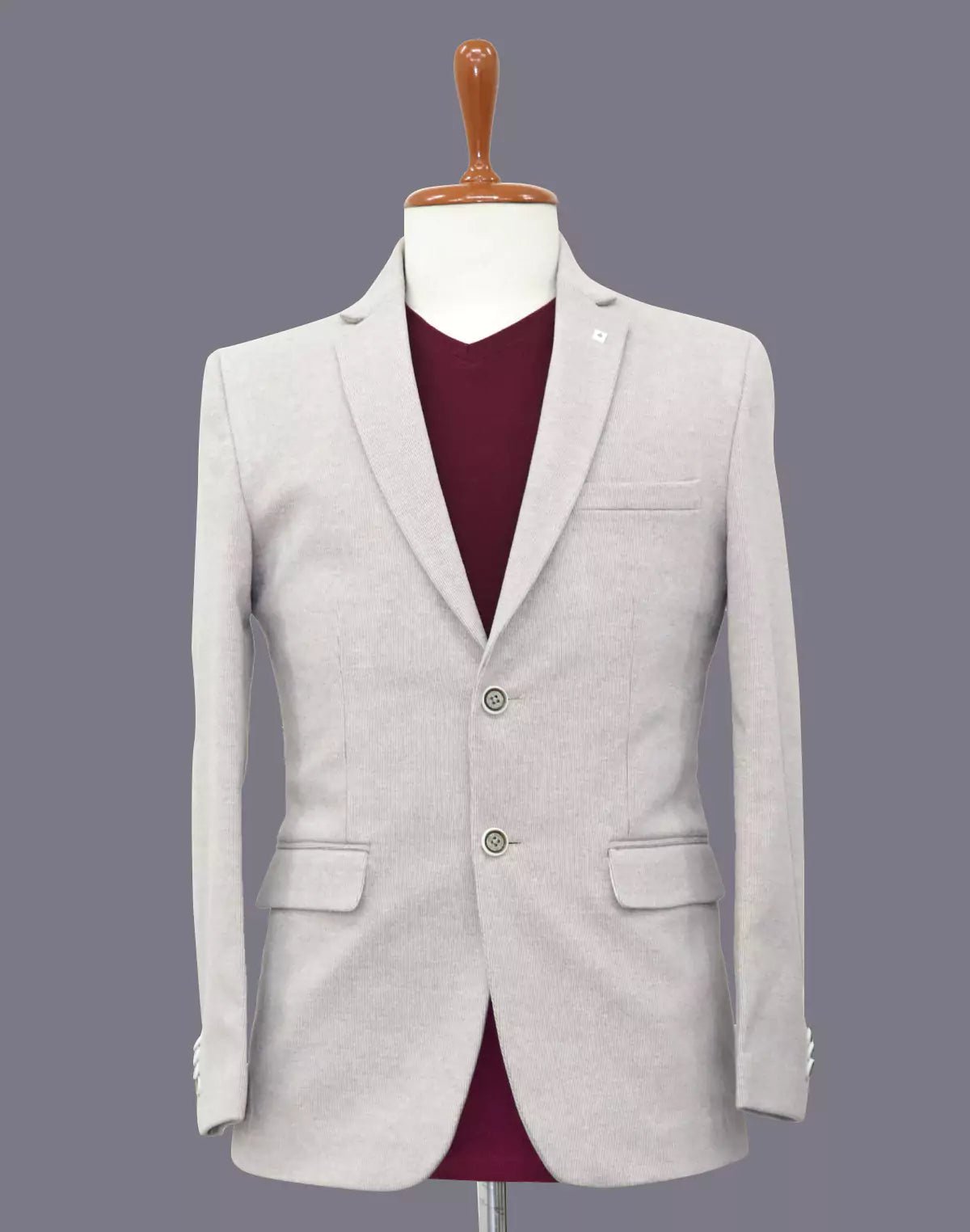 Image of Brown Suede and Giza Cotton Stylish Blazer - South India Shopping Mall