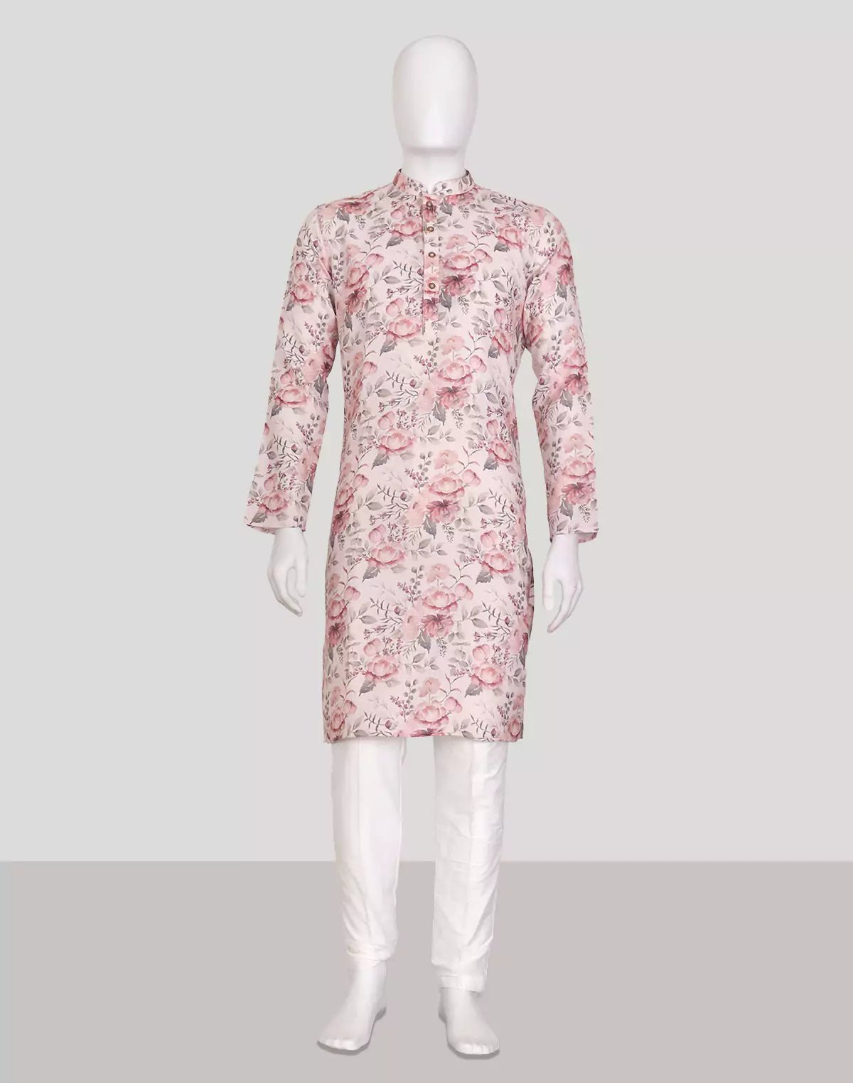 Image of Chiku Digital Floral Print Cotton Kurta Pyjama Set - South India Shopping Mall