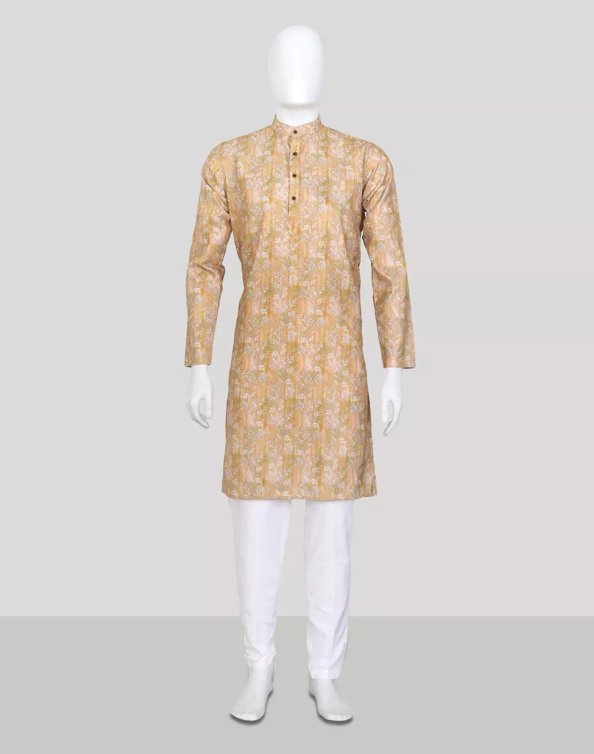 Image of Cotton All Over Bel Buti Patterned Corn Yellow Kurta Pyjama Set - South India Shopping Mall