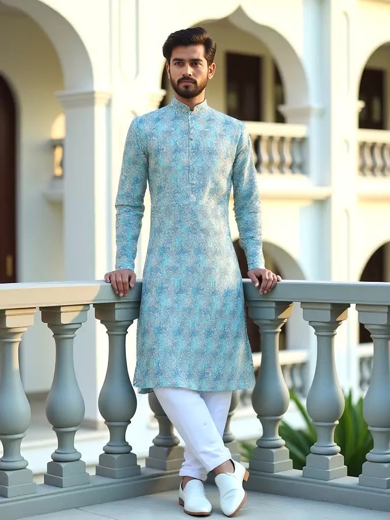 Image of Cotton All Over Bel Buti Patterned Fizori Coloured Kurta Pyjama Set - South India Shopping Mall